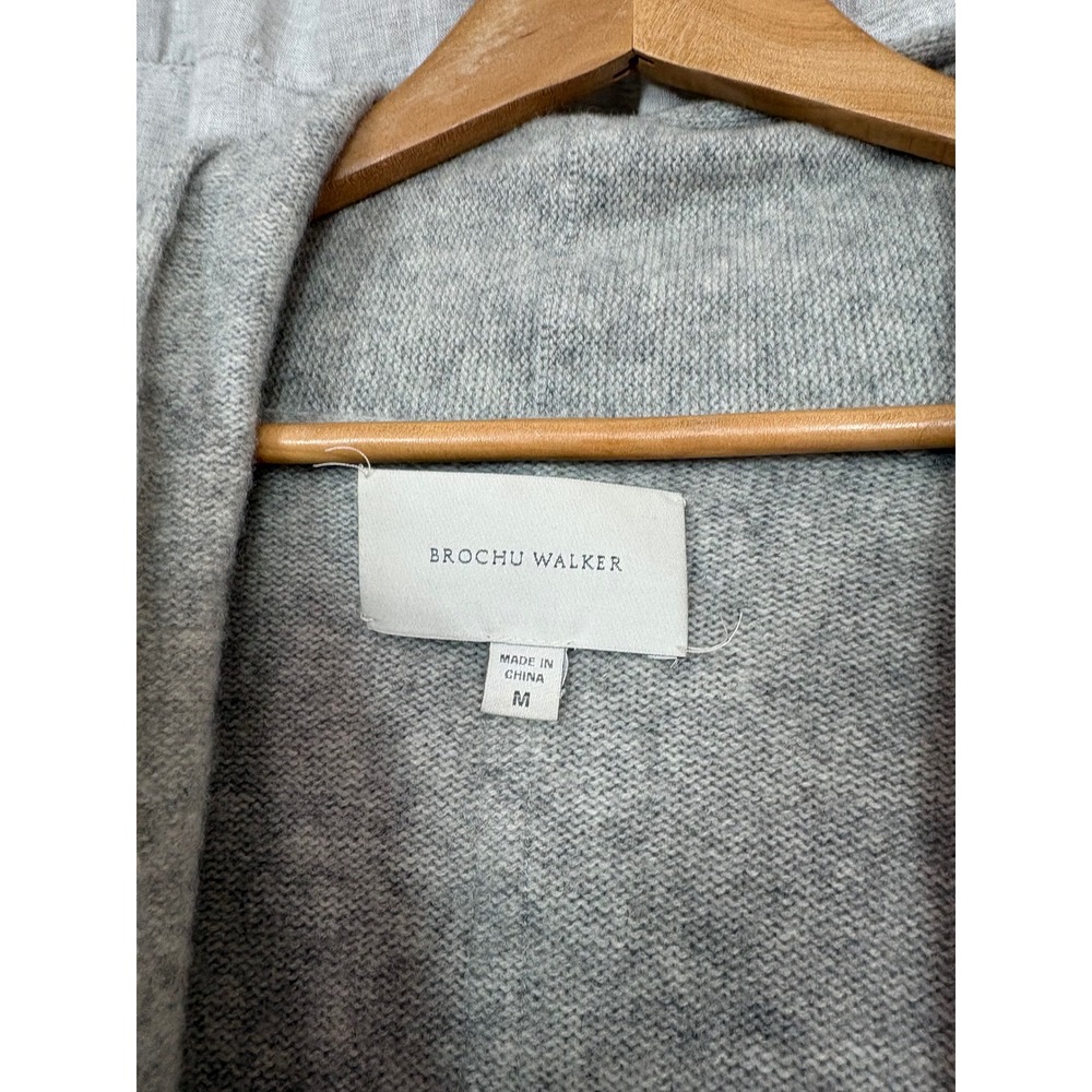 Brochu Walker 100% Cashmere Cardigan Grey Shawl Collar Cropped Open Front M - Picture 3 of 11